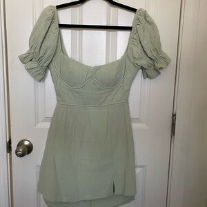 Hello Molly Green Puff Sleeve Dress
